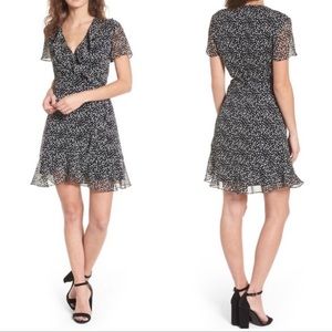 lush polka dot wrap around style dress